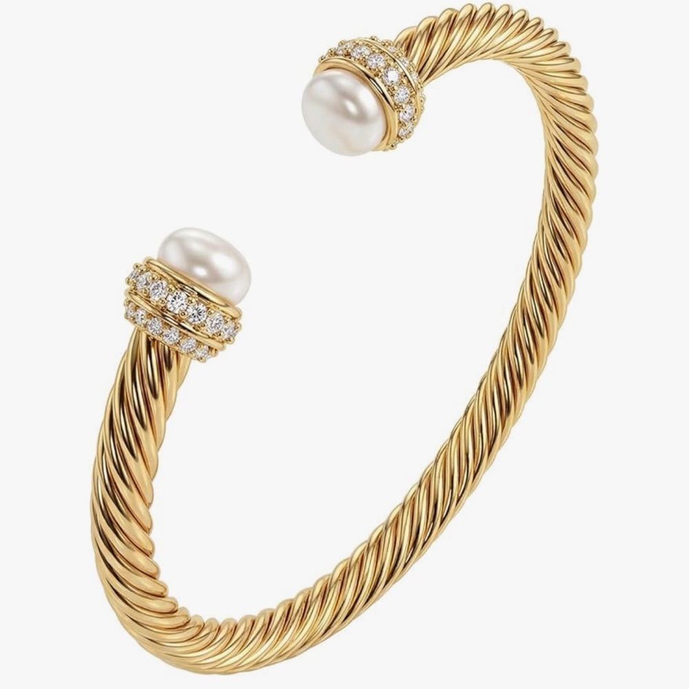 NEW 14K Gold Plated Adjustable Open Cuff Gold Bangle